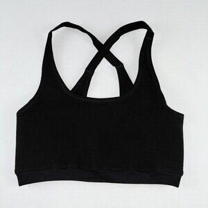NUX Ribbed Scoop Cross Back Sports Bra Women's Medium Black Wire Free